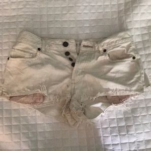 Free people off white cheeky short shorts